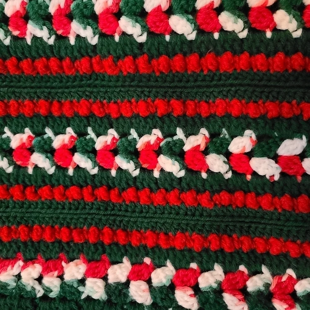 Handmade Crocheted Knitted Christmas Blanket Throw